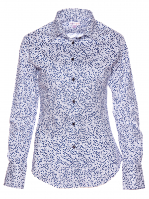 Women's fitted shirt with geometrical leaf print