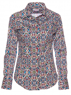 Women's fitted shirt with butterfly print