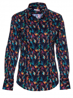 Women's fitted shirt with bike print
