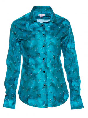 Women's fitted shirt with sea print