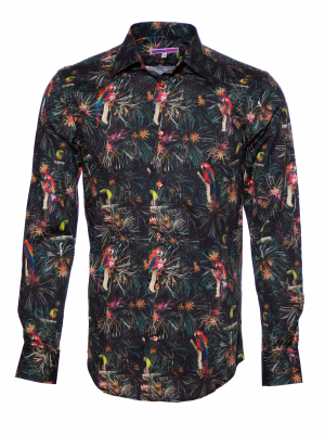 Men's regular shirt with exotic bird print