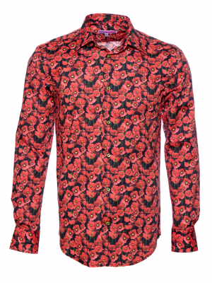 Men's regular shirt with poppy print
