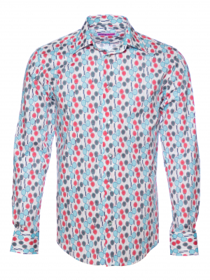 Men's regular shirt with badminton racket print
