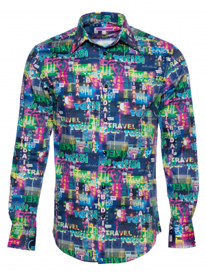 Men's regular shirt with travel print
