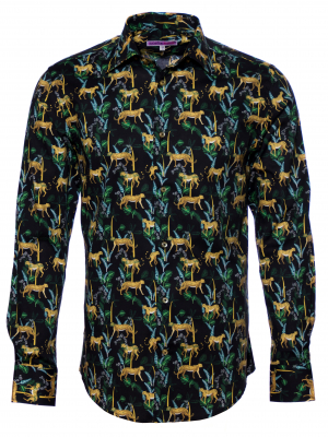 Men's regular shirt with leopard print