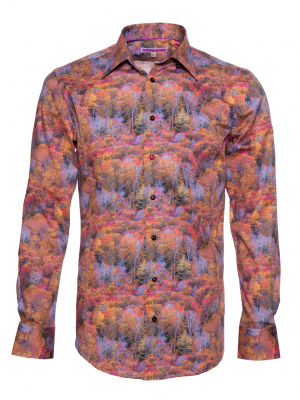 Men's slim fit shirt with forest print