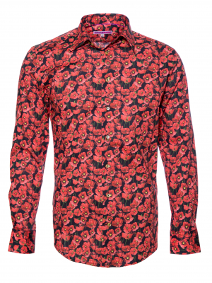 Men's slim fit shirt with poppy print