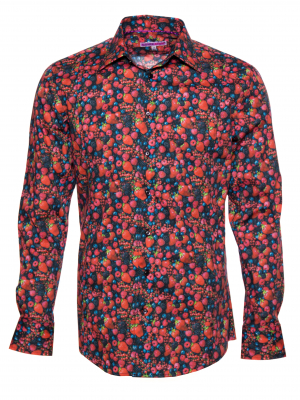 Men's slim fit shirt with wild berries print