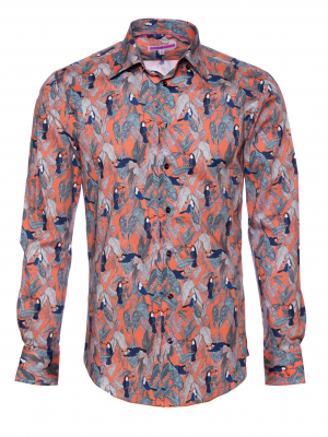 Men's slim fit shirt with toucan print