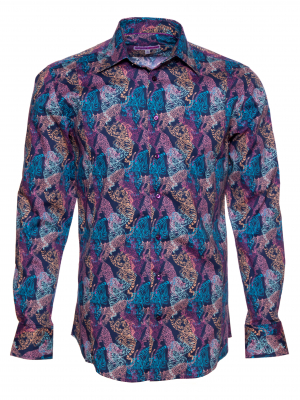 Men's slim fit shirt with wild beasts print