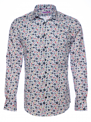 Men's slim fit shirt with cooking print