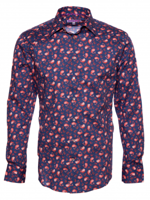 Men's slim fit shirt with whales print