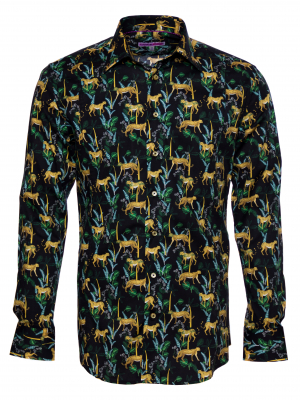 Men's slim fit shirt with leopard print