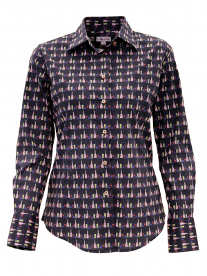 Women's fitted shirt with baverage print