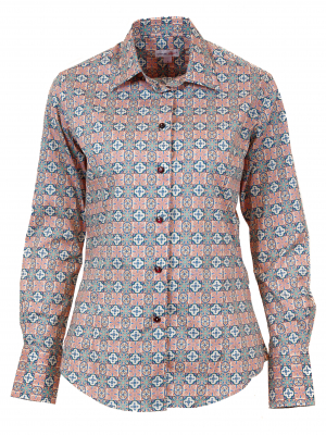 Women's fitted shirt with mosaic print
