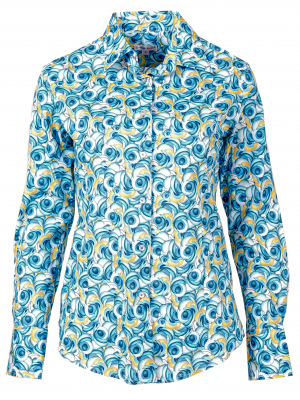 Women's fitted shirt with abstract flowers print