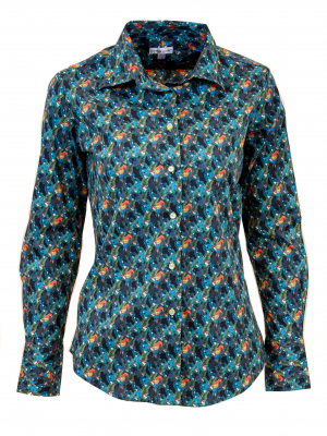 Women's fitted shirt with parrot print