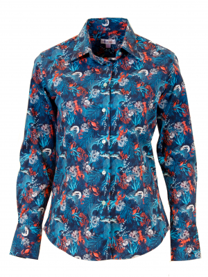 Women's fitted shirt with corals print