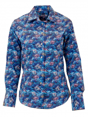 Women's fitted shirt with seabed print