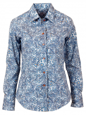 Women's fitted shirt with arabesque print