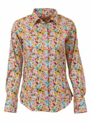 Women's fitted shirt with painting print