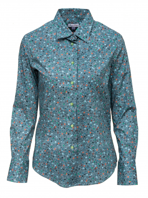 Women's fitted shirt with molecules print